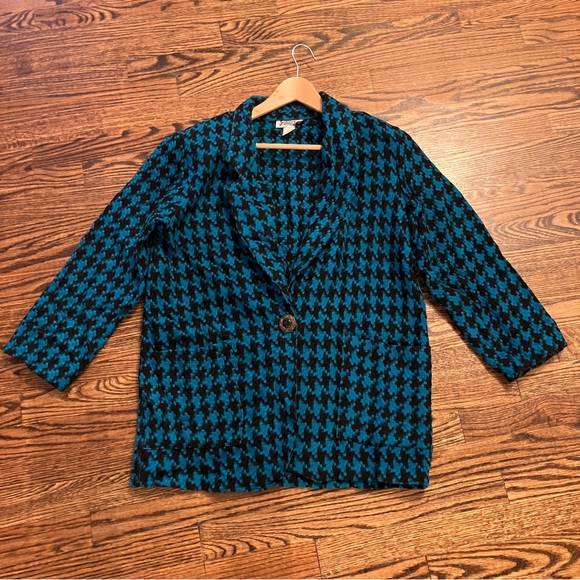 Vintage Jackets & Blazers - Vintage Teal and Black Checkered blazer